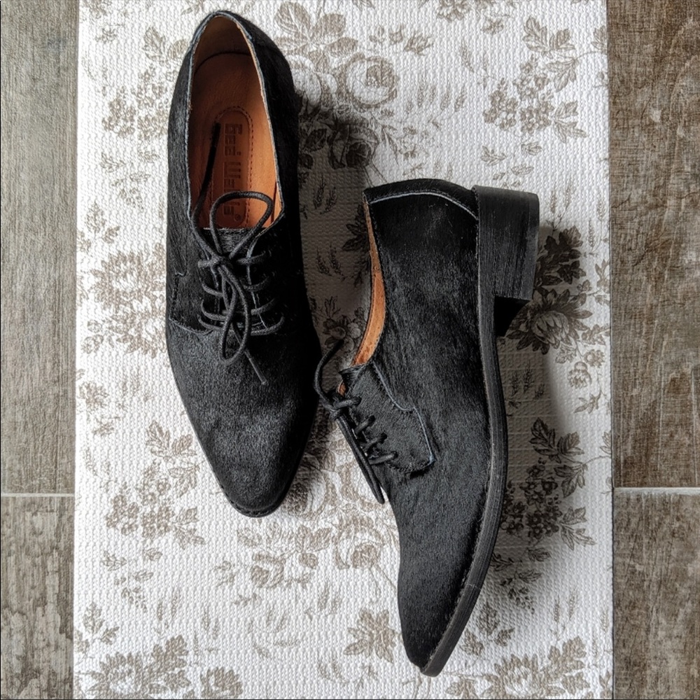 Anthropologie gee wawa black oxford, calf hair